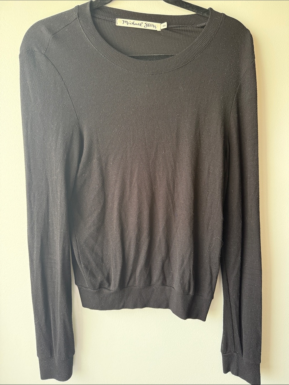 Michael Stars Black Long Sleeve Crewneck  light weight one size great basic